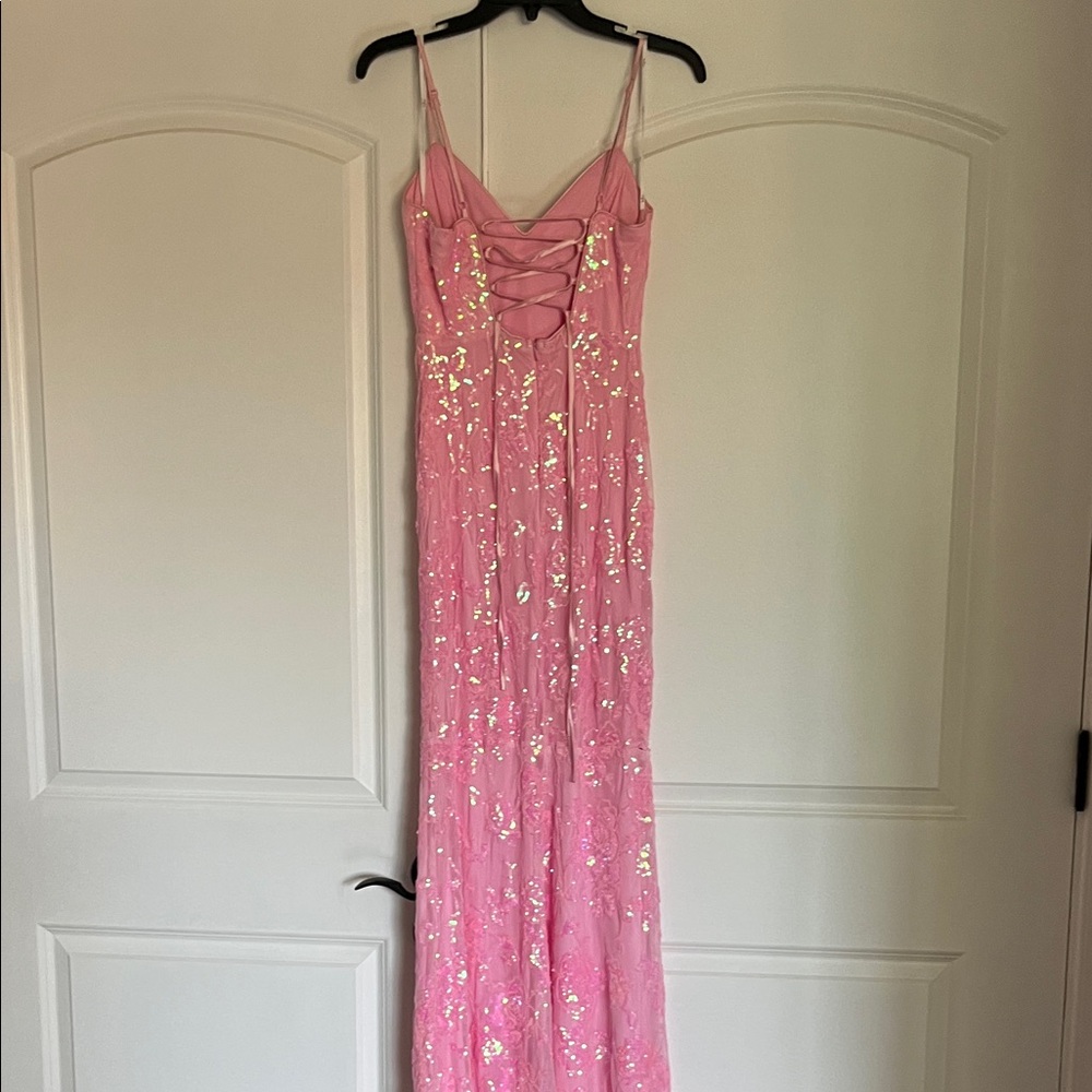 Lulu's Pink Sequin Prom Dress - Picture 6 of 6